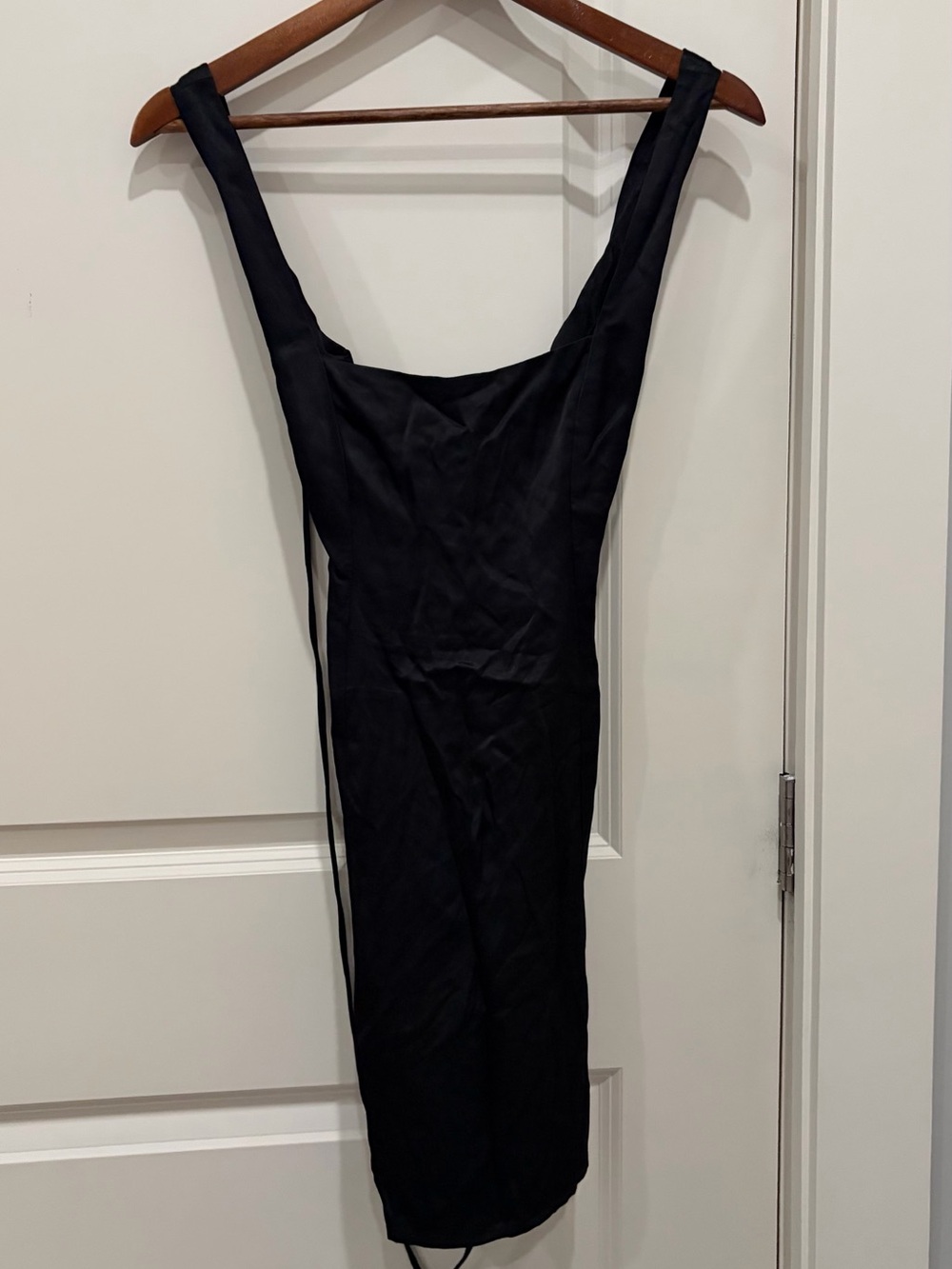 Meshki Black Square-Neck Lace Back Mini Dress